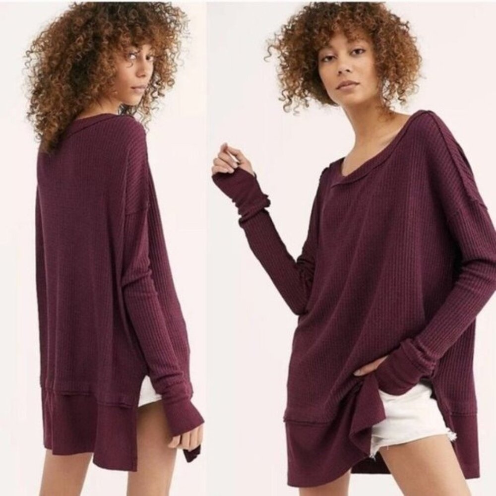 We the Free Purple Thermal Oversized Top